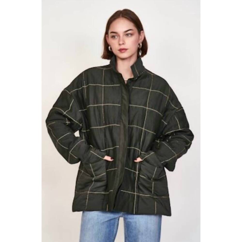 NEW MIRTH tahoe quilted jacket in black olive